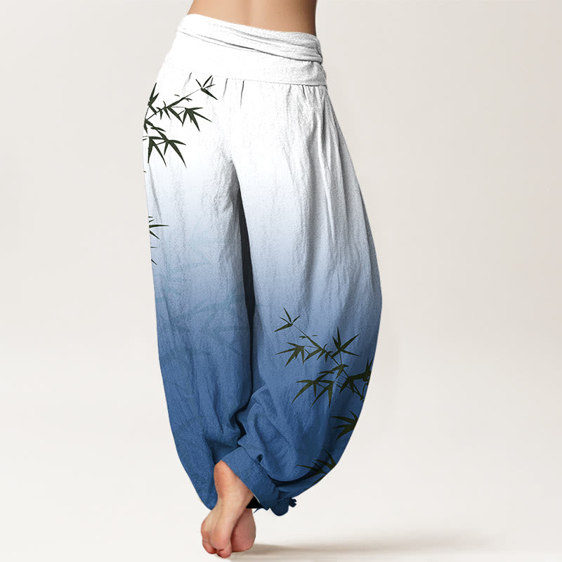 Pantalón tipo harem de mujer, de algodón puro, con cintura elástica, estampado degradado de Buddha Stones. - image 9
