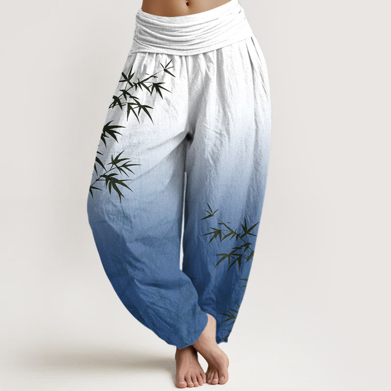 Pantalón tipo harem de mujer, de algodón puro, con cintura elástica, estampado degradado de Buddha Stones. - Azul real - US16，UK/AU20，EU48 (3XL) - image 8