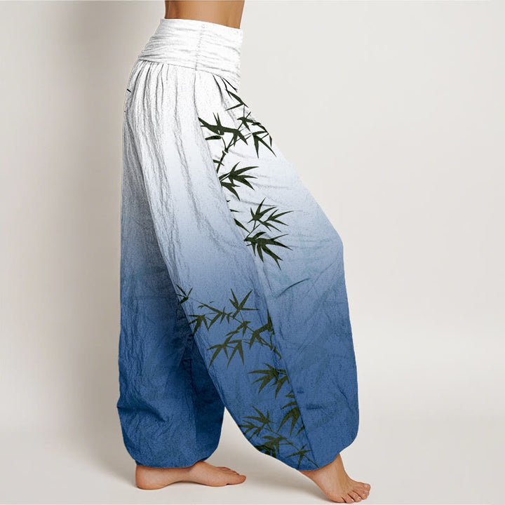 Pantalón tipo harem de mujer, de algodón puro, con cintura elástica, estampado degradado de Buddha Stones. - image 10