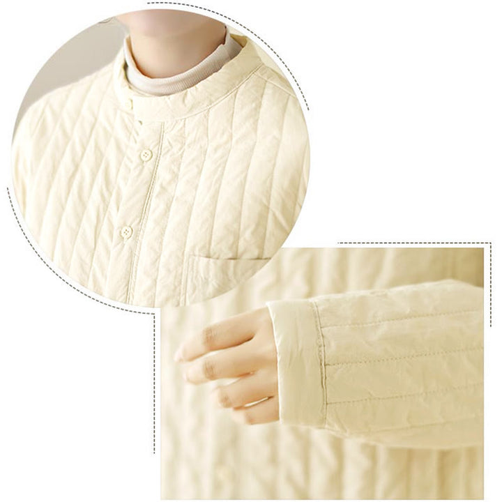 Chaqueta térmica de algodón de manga larga con cuello alto y diseño sencillo para mujer de Buddha Stones , con bolsillo. - image 16