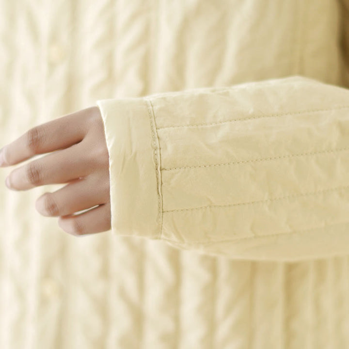 Chaqueta térmica de algodón de manga larga con cuello alto y diseño sencillo para mujer de Buddha Stones , con bolsillo. - image 14