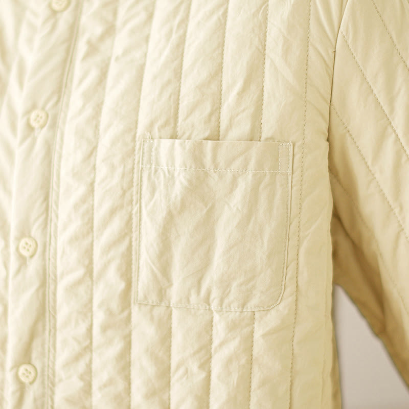 Chaqueta térmica de algodón de manga larga con cuello alto y diseño sencillo para mujer de Buddha Stones , con bolsillo. - image 12