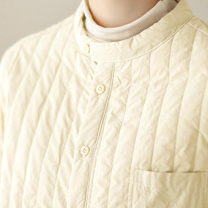 Chaqueta térmica de algodón de manga larga con cuello alto y diseño sencillo para mujer de Buddha Stones , con bolsillo. - image 11