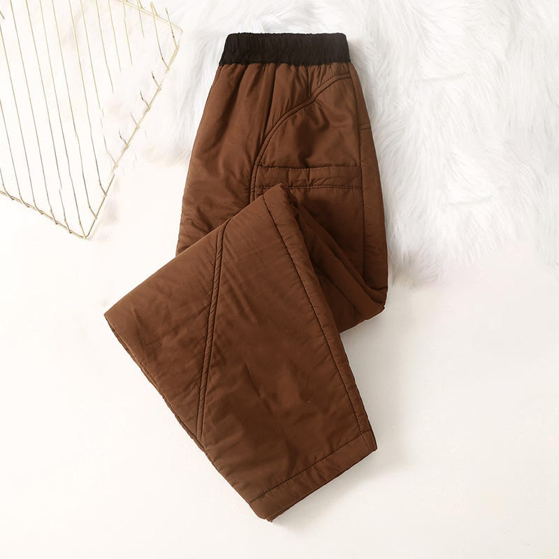 Pantalones tipo harem de invierno para mujer, lisos, con cintura elástica, gruesos, con bolsillos , de Buddha Stones. - image 1