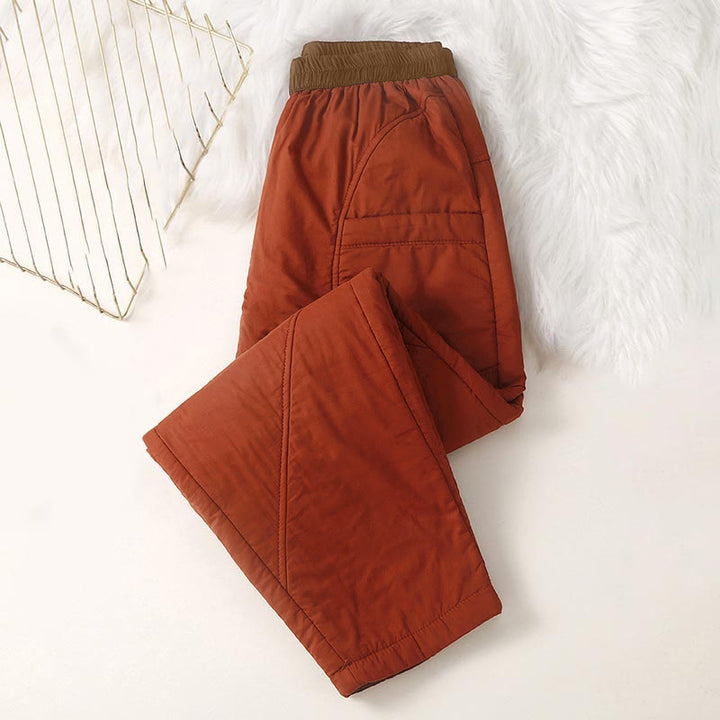 Pantalones tipo harem de invierno para mujer, lisos, con cintura elástica, gruesos, con bolsillos , de Buddha Stones. - image 6