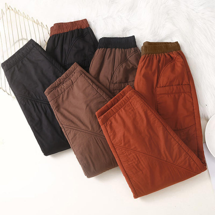 Pantalones tipo harem de invierno para mujer, lisos, con cintura elástica, gruesos, con bolsillos , de Buddha Stones. - image 14