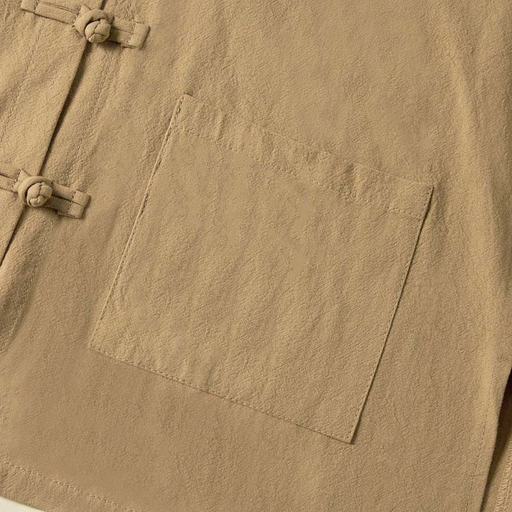 Camisa étnica de algodón con cuello alto, manga larga y botones de rana para mujer, con Buddha Stones y bolsillos - image 3