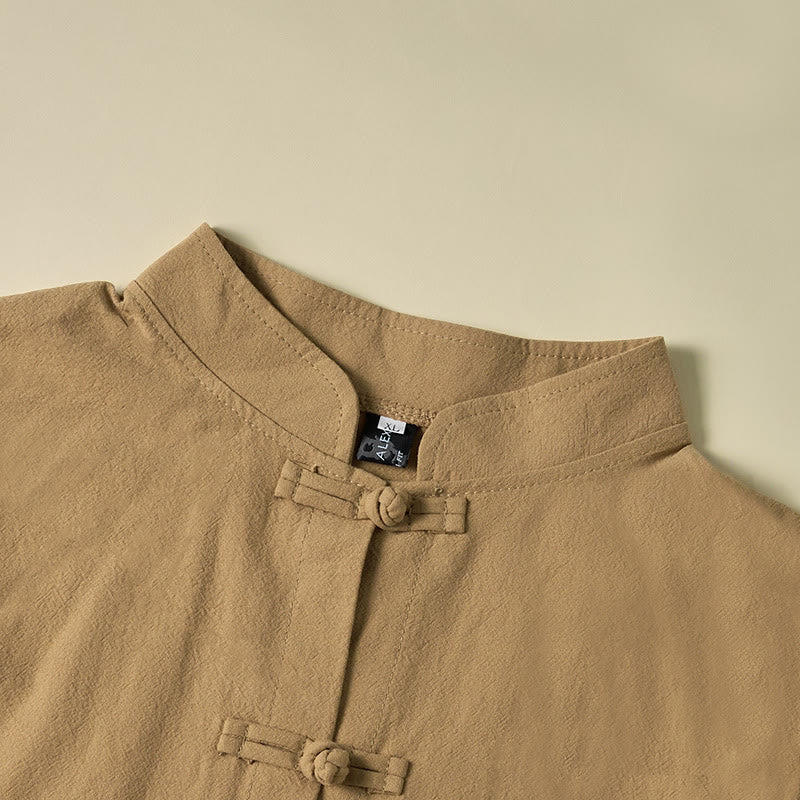 Camisa étnica de algodón con cuello alto, manga larga y botones de rana para mujer, con Buddha Stones y bolsillos - image 2