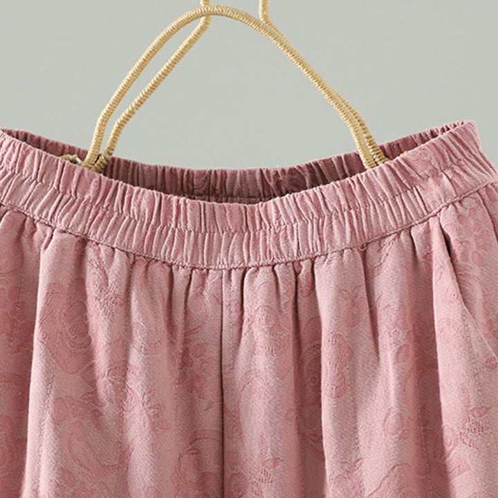 Pantalones térmicos de pierna ancha hasta el tobillo para mujer, con estampado de Buddha Stones, acolchados, de algodón jacquard y con bolsillos. - image 6