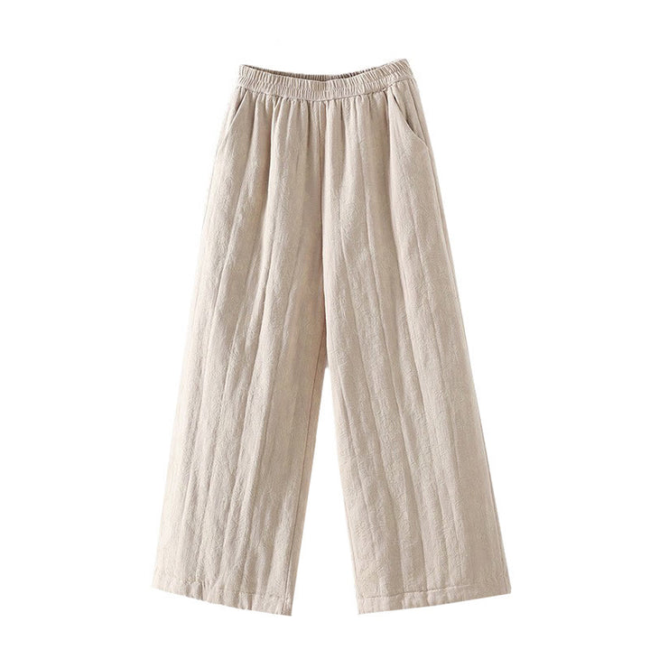 Pantalones térmicos de pierna ancha hasta el tobillo para mujer, con estampado de Buddha Stones, acolchados, de algodón jacquard y con bolsillos. - image 19