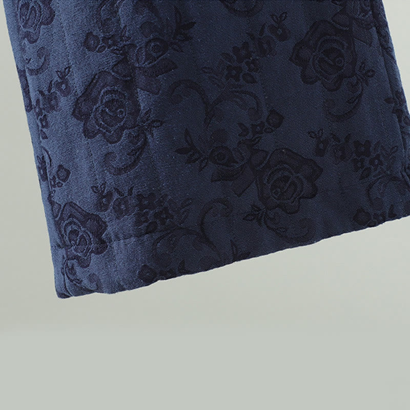 Pantalones térmicos de pierna ancha hasta el tobillo para mujer, con estampado de Buddha Stones, acolchados, de algodón jacquard y con bolsillos. - image 4