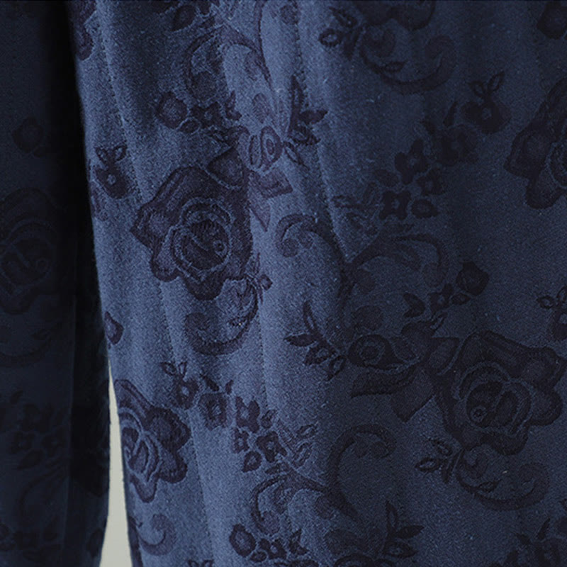 Pantalones térmicos de pierna ancha hasta el tobillo para mujer, con estampado de Buddha Stones, acolchados, de algodón jacquard y con bolsillos. - image 3