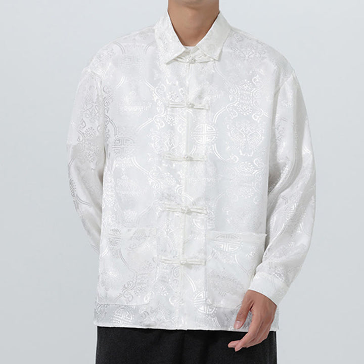 Traje Tang para hombre, chaqueta de manga larga con solapa jacquard de primavera con estampado de Buddha Stones de rana y bolsillos. - image 23