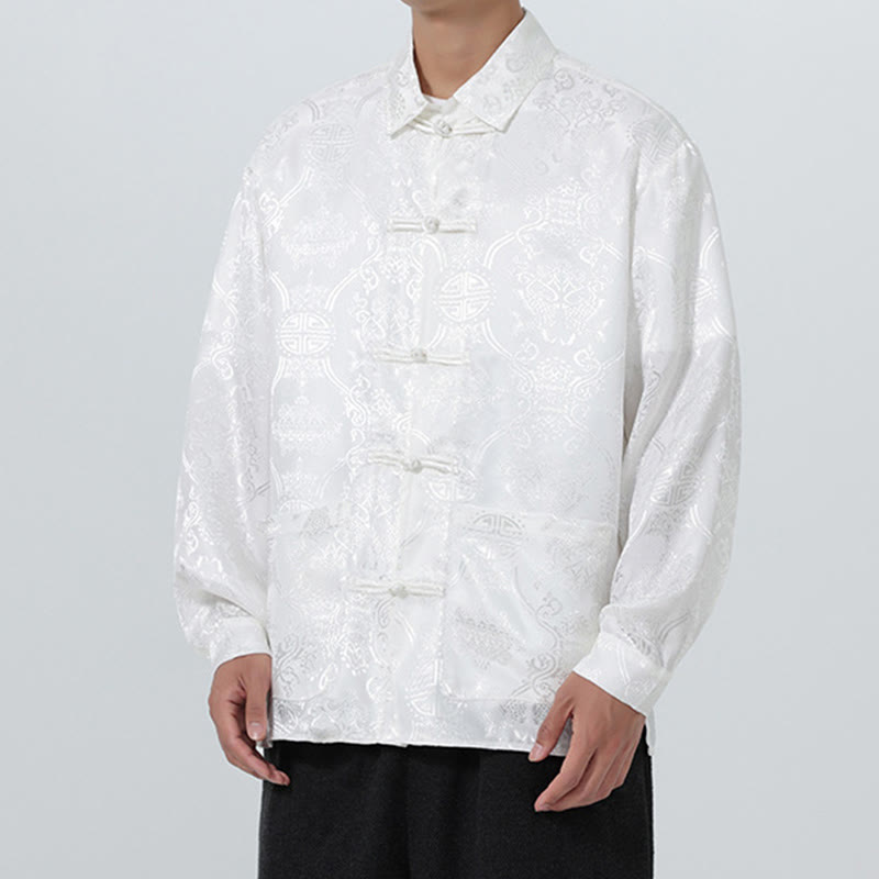 Traje Tang para hombre, chaqueta de manga larga con solapa jacquard de primavera con estampado de Buddha Stones de rana y bolsillos. - image 27