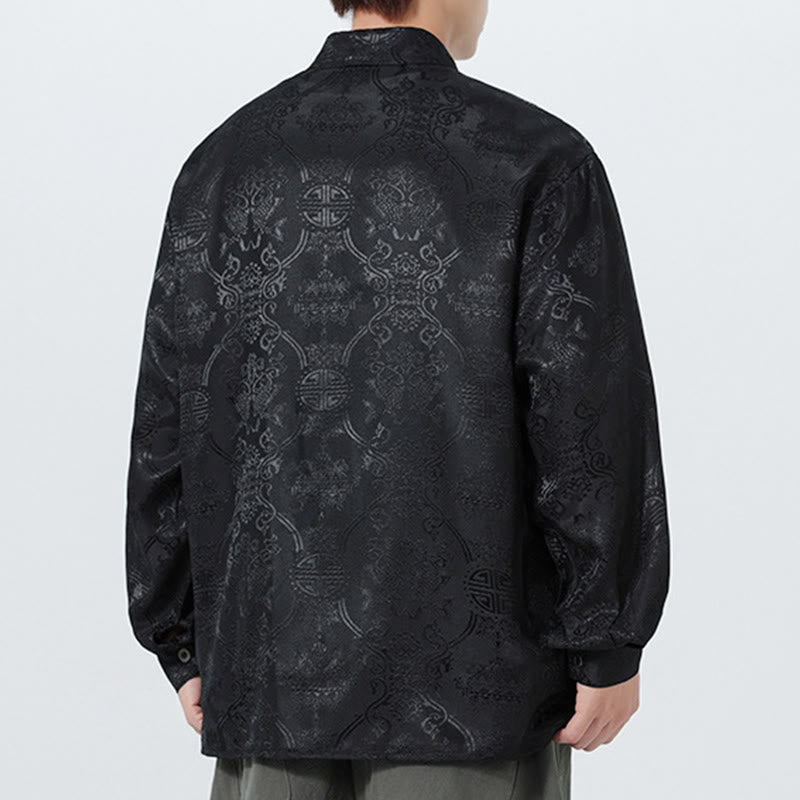 Traje Tang para hombre, chaqueta de manga larga con solapa jacquard de primavera con estampado de Buddha Stones de rana y bolsillos. - image 16