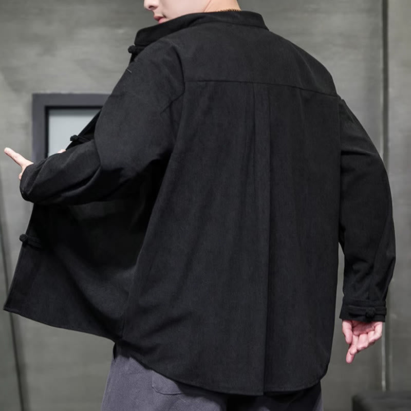 Chaqueta de pana de algodón de manga larga con botones de rana para hombre, bordada con Buddha Stones, estilo chino, de bambú, primavera - image 34