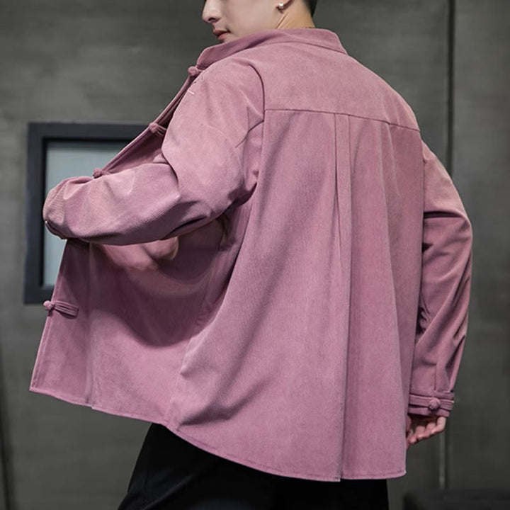 Chaqueta de pana de algodón de manga larga con botones de rana para hombre, bordada con Buddha Stones, estilo chino, de bambú, primavera - image 24