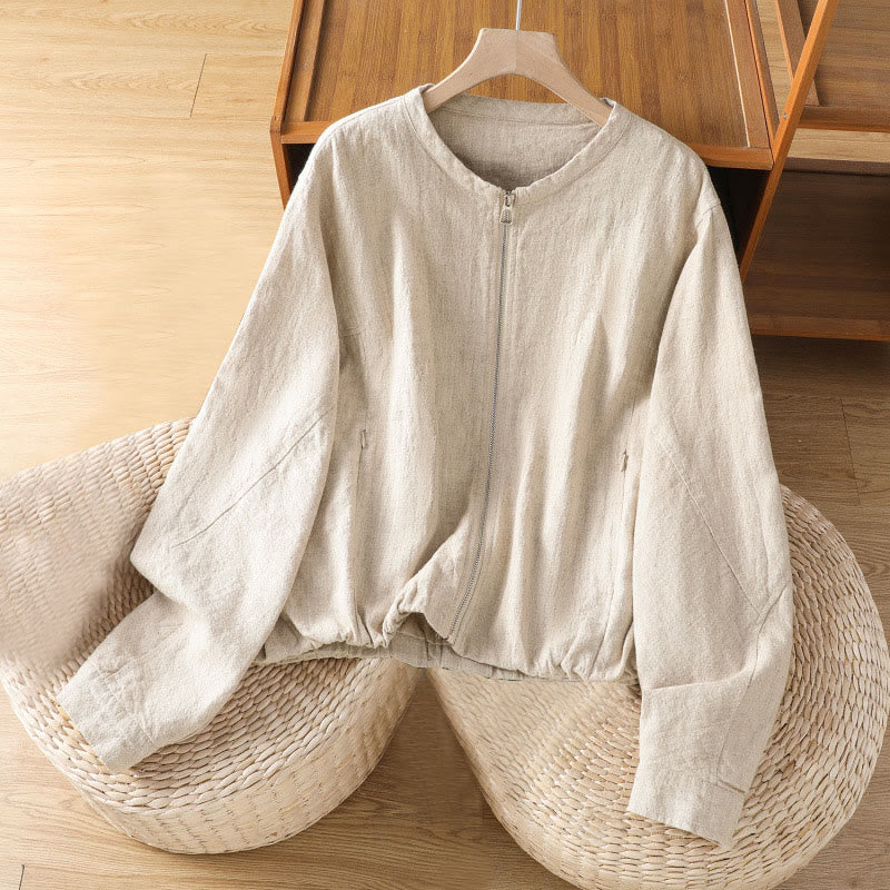 Chaqueta de manga larga de doble capa con cremallera y bolsillos para mujer, de algodón , con Buddha Stones. - Blanco antiguo - US8-10，UK/AU12-14，EU40-42 (2XL) - image 9