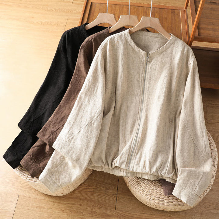 Chaqueta de manga larga de doble capa con cremallera y bolsillos para mujer, de algodón , con Buddha Stones. - image 0