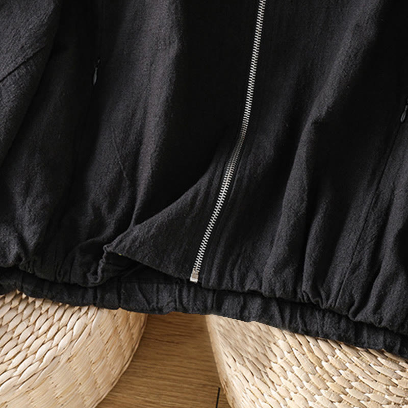 Chaqueta de manga larga de doble capa con cremallera y bolsillos para mujer, de algodón , con Buddha Stones. - image 6