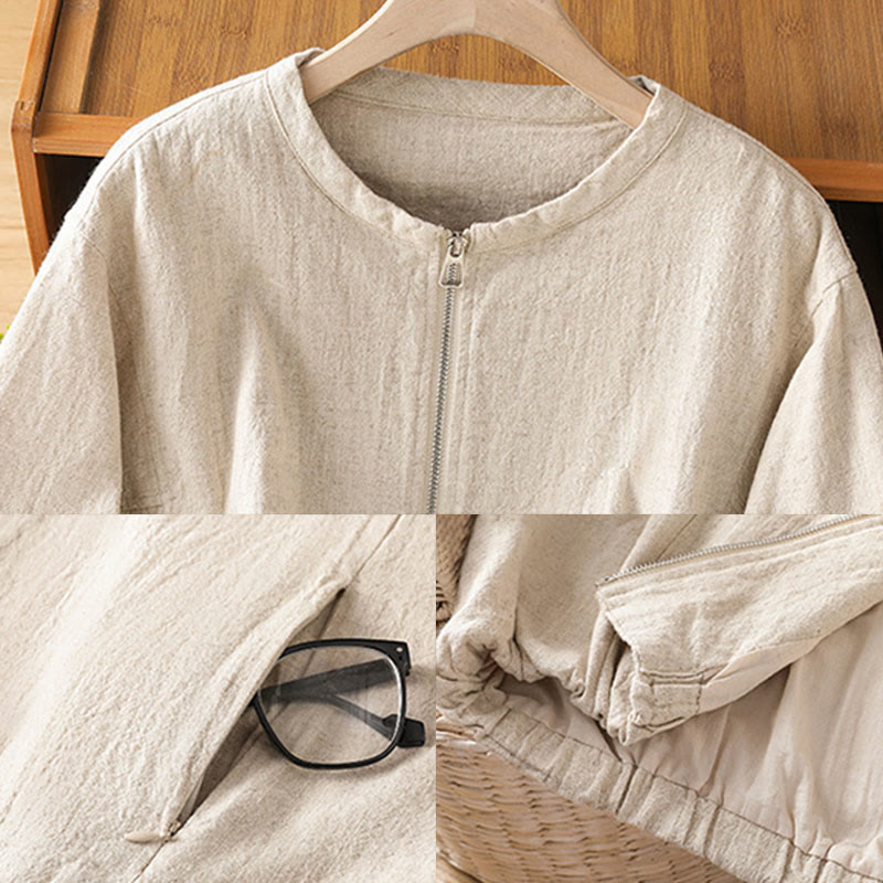 Chaqueta de manga larga de doble capa con cremallera y bolsillos para mujer, de algodón , con Buddha Stones. - image 20