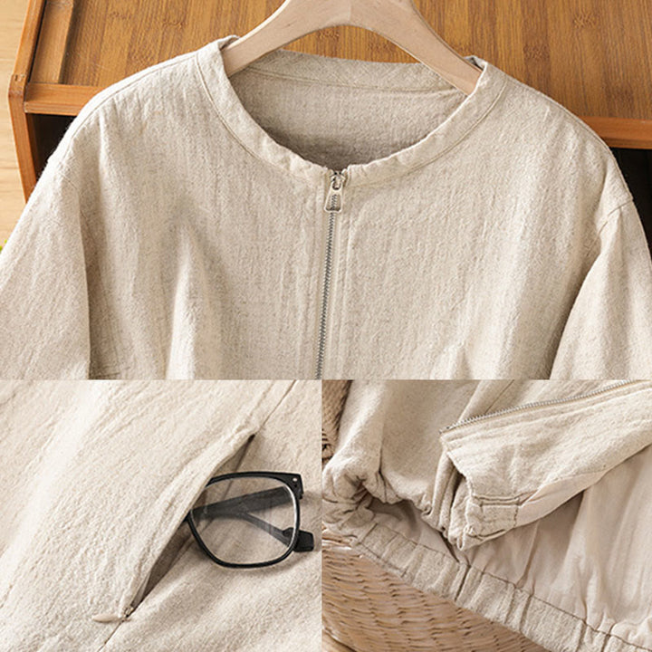 Chaqueta de manga larga de doble capa con cremallera y bolsillos para mujer, de algodón , con Buddha Stones. - image 20