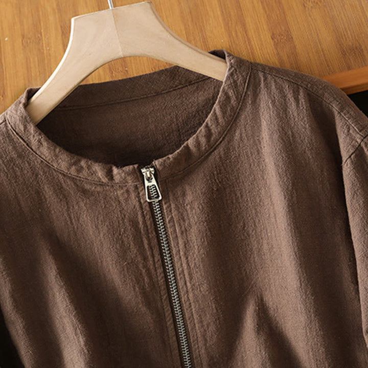 Chaqueta de manga larga de doble capa con cremallera y bolsillos para mujer, de algodón , con Buddha Stones. - image 24