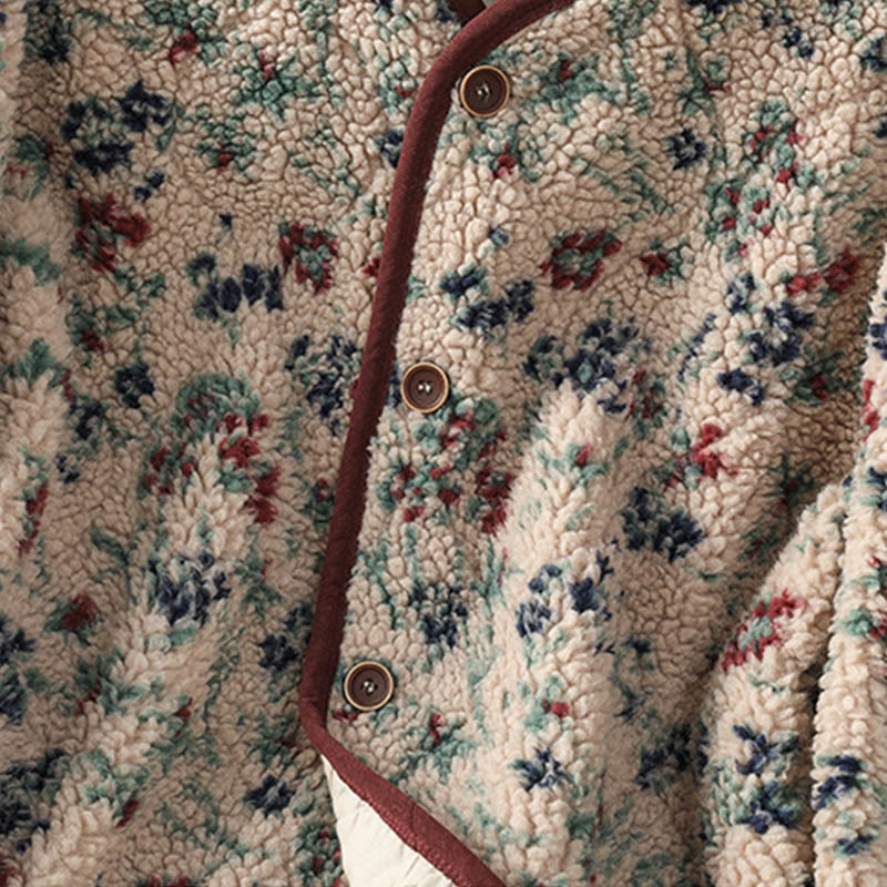 Chaqueta térmica de manga larga con botones y estampado floral para mujer de Buddha Stones , confeccionada en algodón. Incluye bolsillos. - image 6