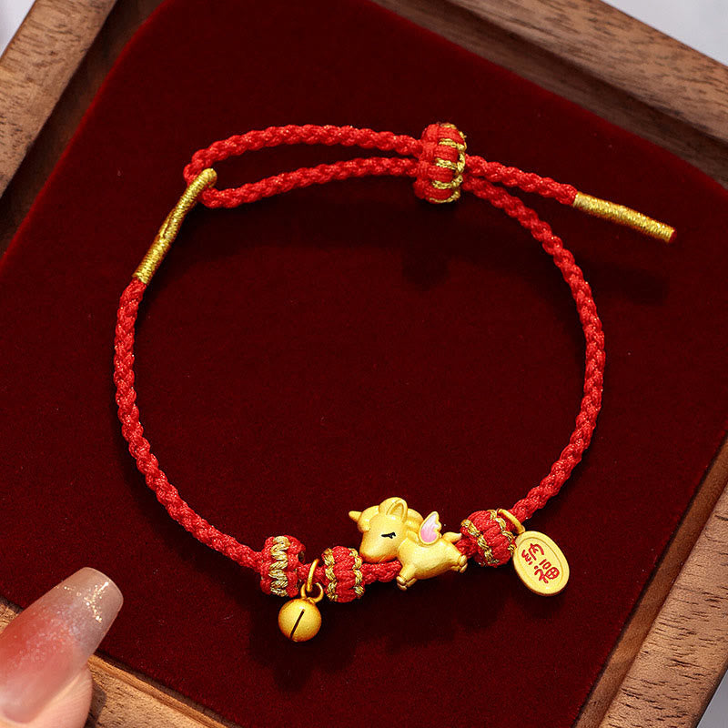 Pulsera de plata de ley 925 con Buddha Stones , Año del Caballo, Suerte, Fortuna, Hilo Rojo, Fuerza - Estilo A (Circunferencia de la muñeca: 16-20 cm) - image 0