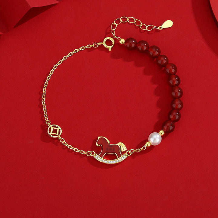 Buddha Stones 925 con diseño del Año del Caballo y ágata roja, inspirados en la confianza. - image 8