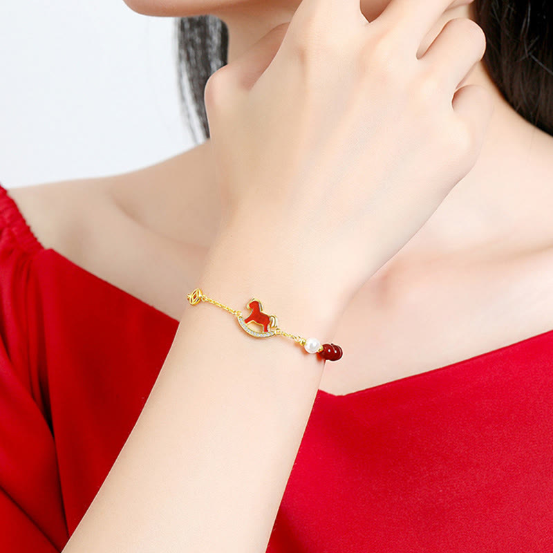 Pulsera Buddha Stones de plata de ley 925 con hilo rojo y ágata roja, símbolo del Año del Caballo. - image 11