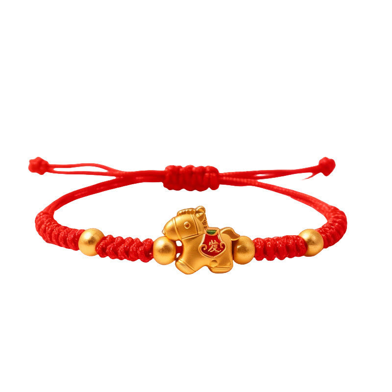 Pulsera de la Fuerza con Hilo Rojo y Buddha Stones del Zodiaco Chino Año del Caballo - image 1