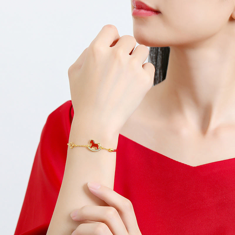 Pulsera de plata de ley 925 con dije de ágata roja del Año del Caballo y dije de Buddha Stones Calm Chain. - image 11