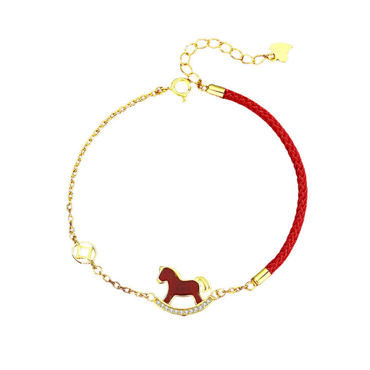 Pulsera de plata de ley 925 con dije de ágata roja del Año del Caballo y dije de Buddha Stones Calm Chain. - image 10
