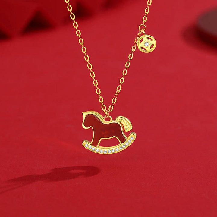 Buddha Stones 925 con diseño del Año del Caballo y ágata roja, inspirados en la confianza. - Collar de caballo - image 17