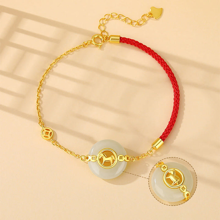 Collar con colgante de la suerte, hebilla de jade Hetian, con Buddha Stones , plata de ley 925 y diseño del Año del Caballo. Incluye broche de la paz. - image 12