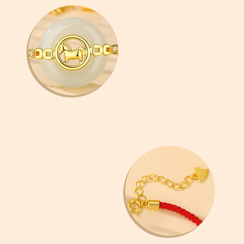 Collar con colgante de la suerte, hebilla de jade Hetian, con Buddha Stones , plata de ley 925 y diseño del Año del Caballo. Incluye broche de la paz. - image 13