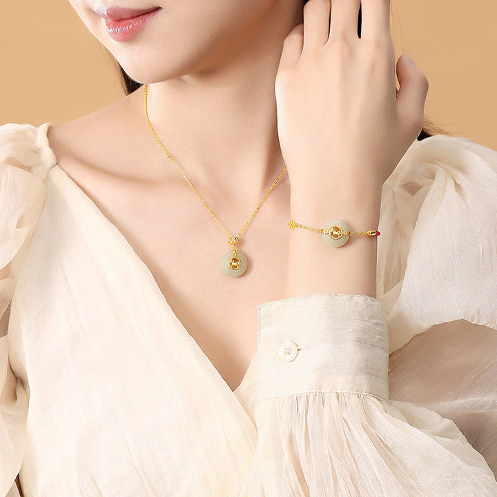 Collar con colgante de la suerte, hebilla de jade Hetian, con Buddha Stones , plata de ley 925 y diseño del Año del Caballo. Incluye broche de la paz. - image 17