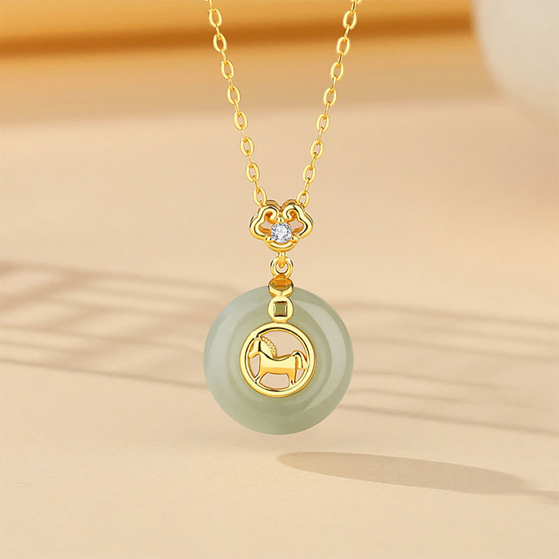 Pulsera de hilo rojo con hebilla de jade Hetian y Buddha Stones en plata de ley 925, año del caballo. - Collar de caballo - image 10