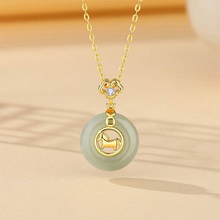 Pulsera de hilo rojo con hebilla de jade Hetian y Buddha Stones en plata de ley 925, año del caballo. - Collar de caballo - image 10