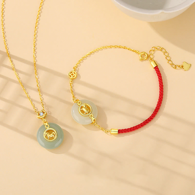 Pulsera de hilo rojo con hebilla de jade Hetian y Buddha Stones en plata de ley 925, año del caballo. - image 17