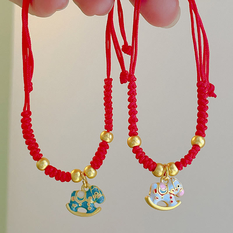 Pulsera de la suerte de cobre con hilo rojo y Buddha Stones del zodiaco chino del Año del Caballo - image 6