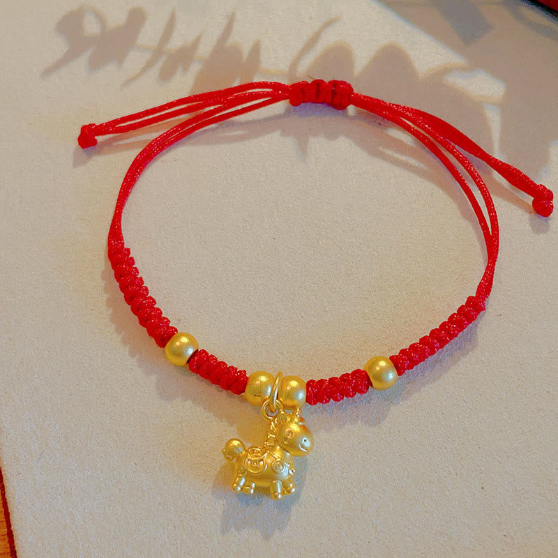 Pulsera trenzada de cobre con hilo rojo y Buddha Stones del Año Dorado del Caballo - Caballo (Circunferencia de la muñeca: 10-18 cm) - image 1