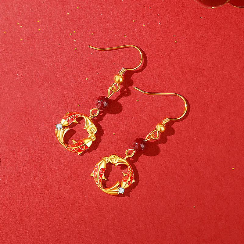 Collar con colgante de doble pez koi de Buddha Stones , plata de ley 925 chapada en oro de 18k. - Pendientes de pez koi dorado - image 16