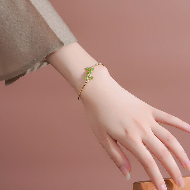 Pendientes de equilibrio con diseño de hoja de jaspe verde y Buddha Stones en plata de ley 925 - image 12