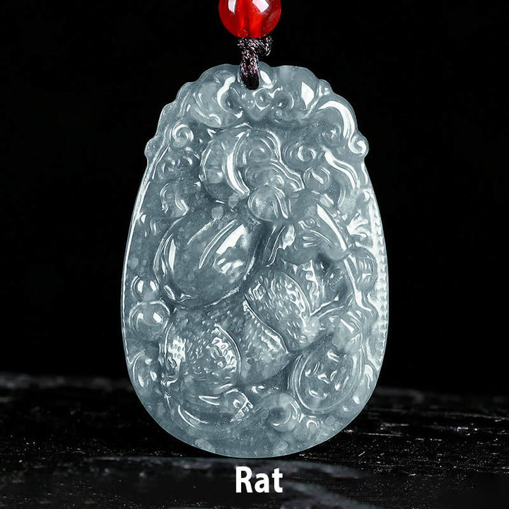 Collar con colgante de cuerda de la suerte con Buddha Stones , jade del zodiaco chino, año del caballo - Rata - image 6