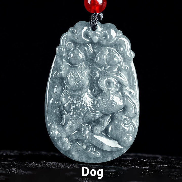 Collar con colgante de cuerda de la suerte con Buddha Stones , jade del zodiaco chino, año del caballo - Perro - image 20