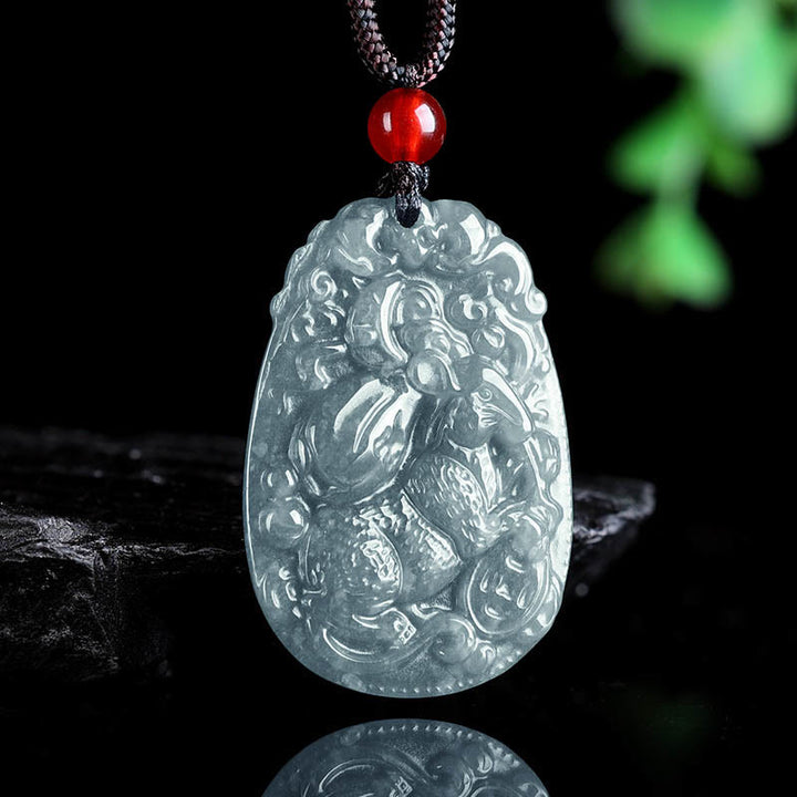 Collar con colgante de cuerda de la suerte con Buddha Stones , jade del zodiaco chino, año del caballo - image 8