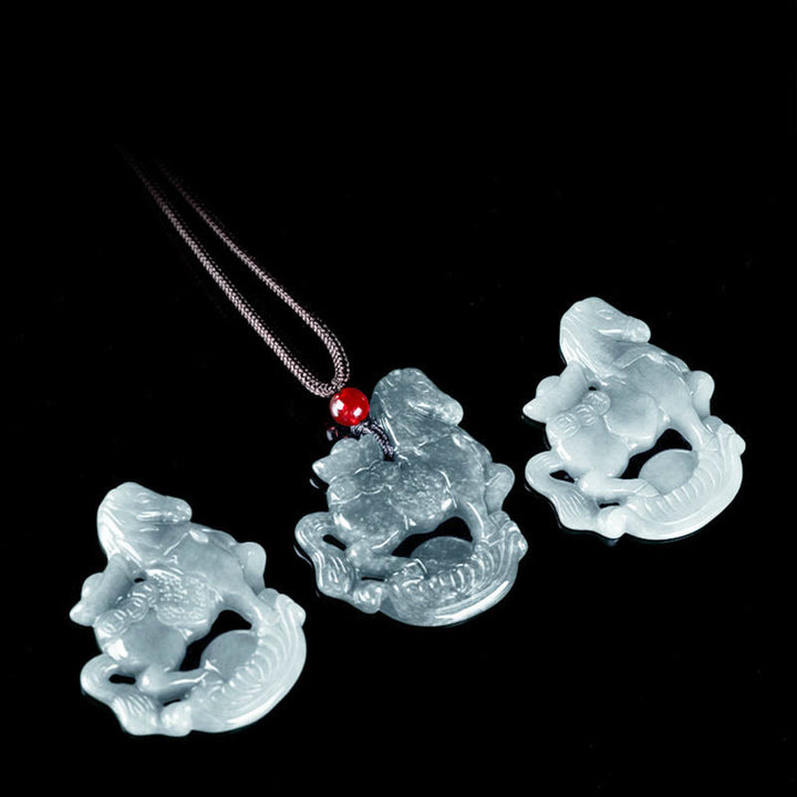 Collar con colgante de cuerda de lingote de jade del Año del Caballo con Buddha Stones , suerte y prosperidad - image 11