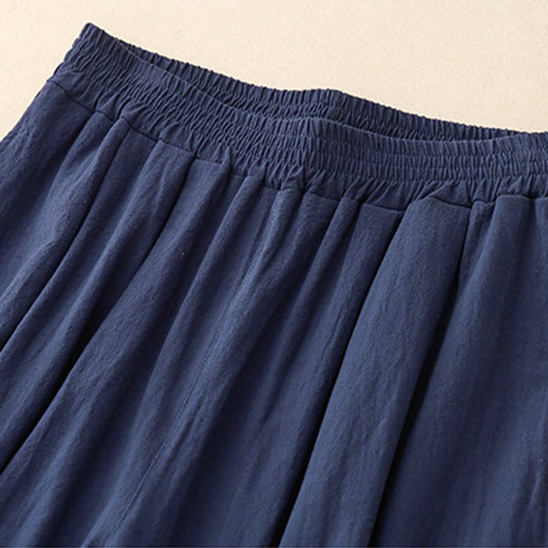 Pantalones tipo harem de algodón de color liso para mujer, con cintura elástica, largo 7-8, con bolsillos, Buddha Stones Commute. - image 1